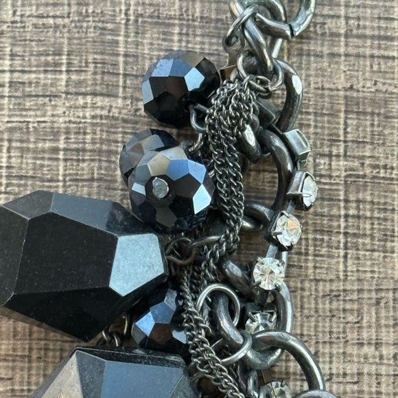 Simply Vera Wang Black Blue Faceted Stones Beads Chains Rhinestone Necklace - Picture 5 of 9